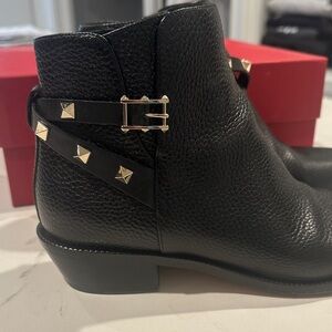 Valentino Garavani Black Studded Ankle Boots